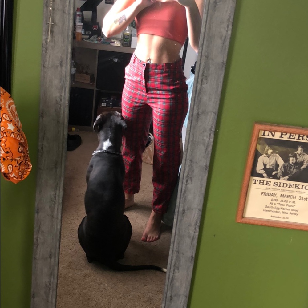 Plaid high waisted pants